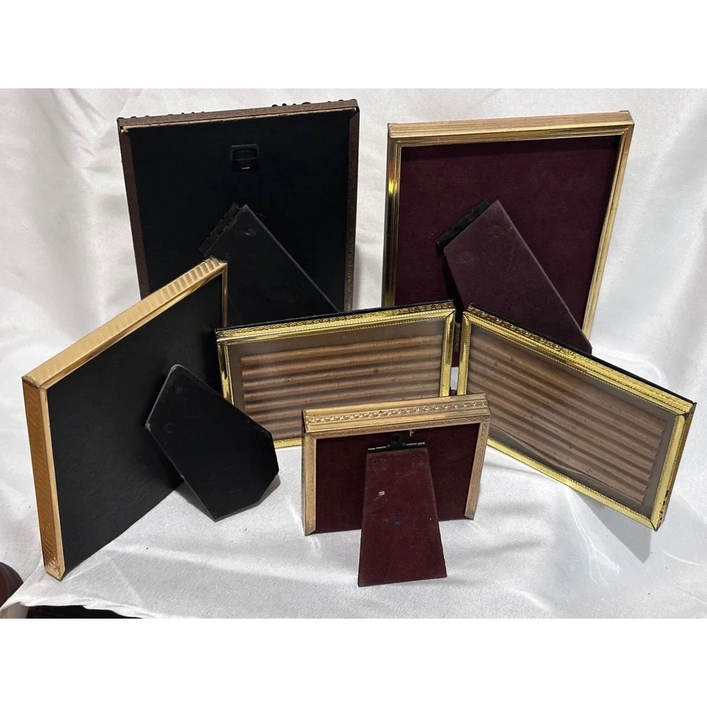 Vintage Photo Frame Lot Gold Tone & Pewter Ornate Variety Frame Set 6 Pieces